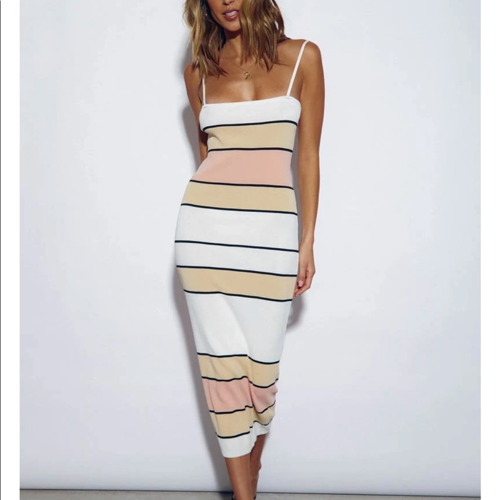 NWT Sndys Florida stripe midi dress size Large